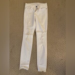 Frame Denim Cream Distressed Jeans